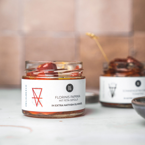 Florinis Mini-Paprika mit Feta gefüllt - in extra nativem Olivenöl
