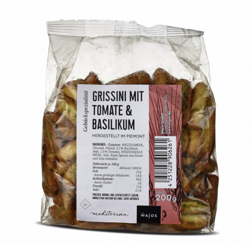 Grissini mit Tomate & Basilikum - Hergestellt im Piemont