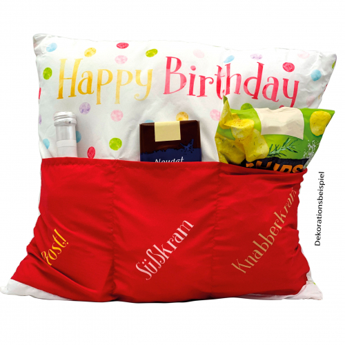 Geschenkekissen - Happy Birthday rot